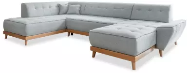 Jasnoszara rozkładana sofa w kształcie litery 