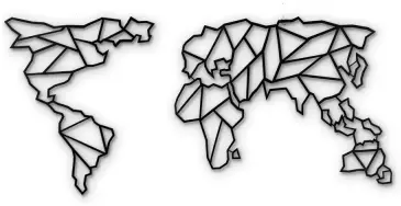 Metalowa dekoracja ścienna Map Of The World Clear, 85x170 cm