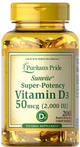Puritan's Pride Vitamin D3 2000 IU - 200softgels.